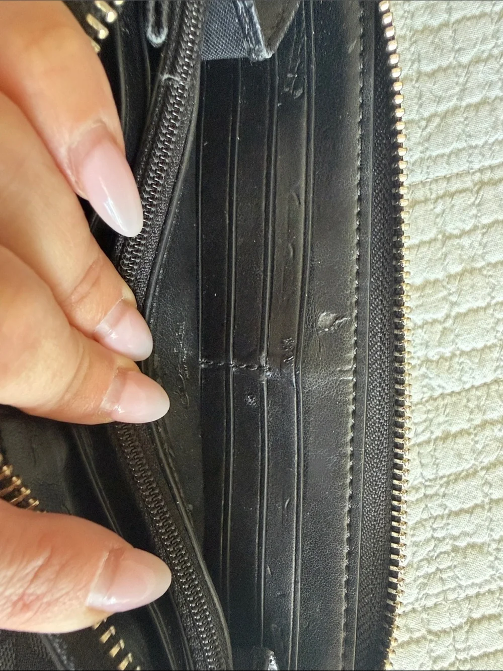 !!SOLD!! Coach Black Signature Zip Wallet with silver Logo